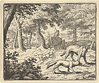 The Wolf Accuses Renard of Eating the Fish that He Stole from Hendrick van Alcmar's Renard The Fox, Allart van Everdingen Dutch, Engraving; third state of four