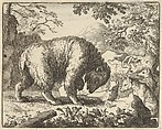 Renard Promises the Bear to Take Him to a Place Where He Will Find Honey from Hendrick van Alcmar's Renard The Fox, Allart van Everdingen  Dutch, Engraving; third state of four