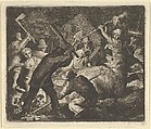 The Bear is Attacked by the Peasants from Hendrick van Alcmar's Renard The Fox, Allart van Everdingen Dutch, Engraving; third state of five