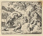 The Bear Seeks Justice from the Lion Against Renard from Hendrick van Alcmar's Renard The Fox, Allart van Everdingen Dutch, Engraving; third state of four