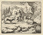 The Cat Calls Renard to Appear before the Tribunal from Hendrick van Alcmar's Renard The Fox, Allart van Everdingen Dutch, Engraving; third state of four