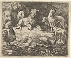 The Rooster Accuses Renard of the Murder of One of His Chickens from Hendrick van Alcmar's Renard The Fox, Allart van Everdingen Dutch, Engraving; second state of four