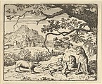 Renard Receives a New Citation from the Badger from Hendrick van Alcmar's Renard The Fox, Allart van Everdingen Dutch, Engraving; fifth state of five