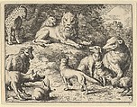Renard is Accused by the Animals Before the Lion from Hendrick van Alcmar's Renard The Fox, Allart van Everdingen Dutch, Engraving; third state of four