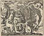 Renard Asks for Confession from Hendrick van Alcmar's Renard The Fox, Allart van Everdingen Dutch, Engraving; third state of four
