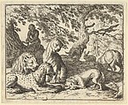 Renard Falsely Accuses His Father of Conspiring Against the Lion from Hendrick van Alcmar's Renard The Fox, Allart van Everdingen Dutch, Engraving; third state of four