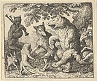 A Party in Honor of the Bear and the Wolf from Hendrick van Alcmar's Renard The Fox, Allart van Everdingen Dutch, Engraving; second state of three