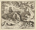 The Badger Hurries to Warn Renard of the Lion's Intention from Hendrick van Alcmar's Renard The Fox, Allart van Everdingen Dutch, Engraving; fourth state of five