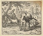 Renard Goes with the Badger to Court to Appease the Lion's Anger from Hendrick van Alcmar's Renard The Fox, Allart van Everdingen  Dutch, Engraving; third state of four