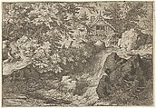 The Cascade Near the Watermill, Allart van Everdingen  Dutch, Engraving; fifth state of five