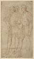 Three Men, Anonymous, Italian, Florentine, 16th century  Italian, Pen and brown ink on gray paper