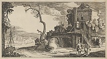 Square Tower Used as Inn near a River, Jan van de Velde II Dutch, Engraving and etching