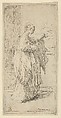 Girl carrying a cushion, seen in profile facing right, Guido Reni Italian, Etching