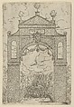 Triumphal arch covered in foliage with mounted troops below, a temporary decoration for the entry of Pope Clement VIII in Bologna in 1598, Guido Reni Italian, Etching