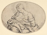 The Virgin holding the infant Christ, an oval composition, Guido Reni  Italian, Etching