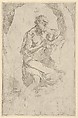 Saint Jerome kneeling on a rock facing right, Anonymous, 17th century, Etching