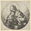 The Virgin holding the infant Christ with the fingers of her right hand hidden, a circular composition, Guido Reni  Italian, Etching