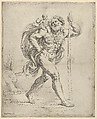 Saint Christopher walking with the infant Christ on his right shoulder, Guido Reni  Italian, Etching