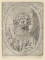 Saint Paul holding a sword, in an oval frame, from "Christ, the Virgin, and Thirteen Apostles", Anonymous, 17th century, Etching; framing lines in pen and brown ink