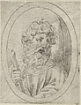 Saint Paul holding a sword, in an oval frame, from "Christ, the Virgin, and Thirteen Apostles", Anonymous, 17th century, Etching