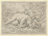 Two putti sleeping in a landscape, after Reni, Anonymous, Italian, 17th century  Italian, Etching