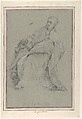 Study for a Seated Prelate (Saint Gregory the Great), Carlo Maratti (Italian, Camerano 1625–1713 Rome), Black chalk, highlighted with white chalk, on blue-gray paper