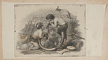 Banknote vignette with three putti as a shepherd, a farmer, and a sailor, Asher Brown Durand  American, Engraving and etching; proof