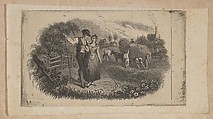 Banknote vignette with haymakers symbolizing rural industry, Asher Brown Durand American, Engraving and etching on chine collé; proof