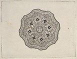 Banknote motif: rounded ornamental lathe work design with a wavy edge, Cyrus Durand  American, Engraving on chine collé; proof