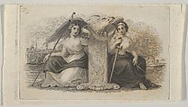 Banknote vignette with female figures representing Liberty and Justice, Asher Brown Durand American, Engraving and etching; proof