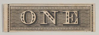 Banknote motif: the word ONE set against a rectangular band of lathe work, Cyrus Durand  American, Engraving; proof