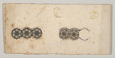 Banknote motif: two bands of ornamental lathe work resembling florets and hexagons, Cyrus Durand  American, Engraving; proof