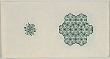 Banknote motif: two six-lobed lathe work ornaments, Cyrus Durand  American, Engraving, printed in green ink; proof
