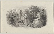 Banknote vignette with a family in a garden, Asher Brown Durand American, Engraving and etching; proof