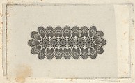 Banknote motifs: panel of lathe work ornament with rounded ends, with a repeating floral pattern, Cyrus Durand American, Engraving on chine collé; proof