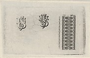 Banknote motifs: band of lathe work ornament and two monograms using the letters U.S., Cyrus Durand  American, Engraving on chine collé; proof