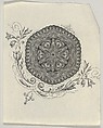 Banknote motif: hexagonal ornament with rippled edges with a pointed star at its center and flowers and leaves below, Cyrus Durand American, Engraving and etching; proof