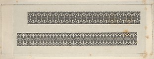 Banknote motifs: two bands of lathe work ornament, Cyrus Durand  American, Engraving on chine collé; proof