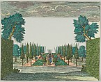 Paper Theater or Diorama of an Italianate Villa and Garden, Martin Engelbrecht (German, Augsburg 1684–1756 Augsburg), Etching and watercolor