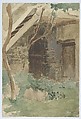 A Wooden Door of a Farm Building near Merano, Franz Meyerheim German, Watercolor, over graphite