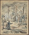 The Crucifixion of Christ, Pehr Hörberg  Swedish, Pen and gray ink, watercolor, heightened with white gouache; framing lines in pen and gray ink, by the artist