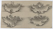 Three Design for Ornament & Architecture: Perspectival Rendering of a Ceiling; Two Sheets of Rocaille Designs, Anonymous, Italian, 16th century, Pen and brown ink