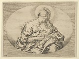 The Virgin holding the infant Christ, an oval composition, after Reni, Anonymous, 17th century, Etching