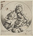 The Virgin holding the infant Christ, a circular composition, after Reni, Anonymous, 17th century, Engraving