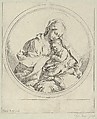 The Virgin holding the infant Christ, a circular composition, after Reni, Anonymous, 17th century, Etching