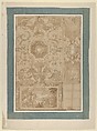 Design for a Decorated Wall and Ceiling of a Gallery, marked with the monogram of the French King Henri III or IV, Toussaint Dubreuil (French, Paris ca. 1561–1602 Paris), Pen and brown ink, brush and brown wash, heightened with white, over black chalk