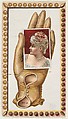 Card Number 3, cut-out from banner advertising the Opera Gloves series (G29) for Allen & Ginter Cigarettes, Allen & Ginter American, Commercial color lithograph