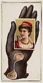 Card Number 7, cut-out from banner advertising the Opera Gloves series (G29) for Allen & Ginter Cigarettes, Allen & Ginter American, Commercial color lithograph