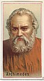 Archimedes, printer's sample for the World's Inventors souvenir album (A25) for Allen & Ginter Cigarettes, Allen & Ginter American, Commercial color lithograph