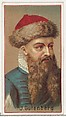 Johannes Gutenberg, printer's sample for the World's Inventors souvenir album (A25) for Allen & Ginter Cigarettes, Allen & Ginter  American, Commercial color lithograph